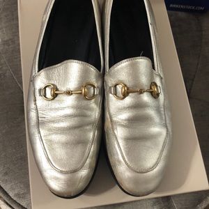 Gucci silver metallic loafers